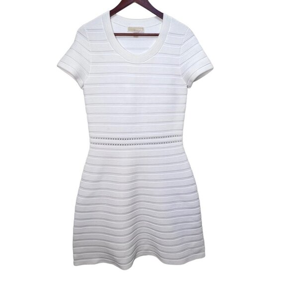 MICHAEL  Michael Kors White Bodycon Ribbed Dress Size Medium - Picture 1 of 10